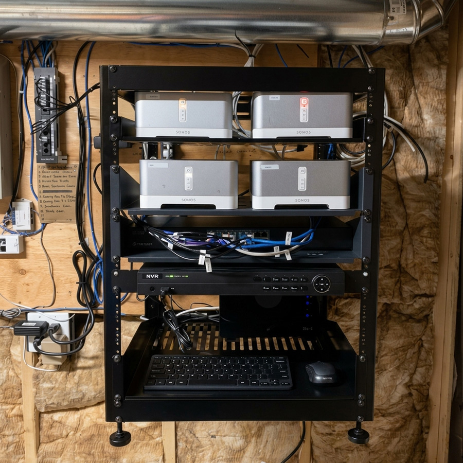 Network rack, terminated and tested
